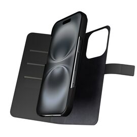 Puro Wallet Detachable MagSafe 2in1 PU Leather Case with Flap and Wallet for iPhone 16 Pro - Black - Apple Cases - Cases - Techbox