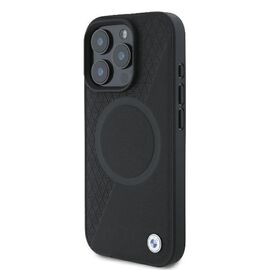 BMW Signature Leather Half Textured &amp; Circle MagSafe case for iPhone 16 Pro - black - Apple Cases - Cases - Techbox