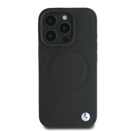 BMW Signature Leather Half Textured &amp; Circle MagSafe case for iPhone 16 Pro - black - Apple Cases - Cases - Techbox