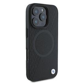 BMW Signature Leather Half Textured &amp; Circle MagSafe case for iPhone 16 Pro - black - Apple Cases - Cases - Techbox