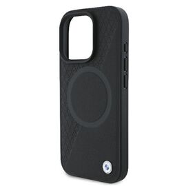 BMW Signature Leather Half Textured &amp; Circle MagSafe case for iPhone 16 Pro - black - Apple Cases - Cases - Techbox