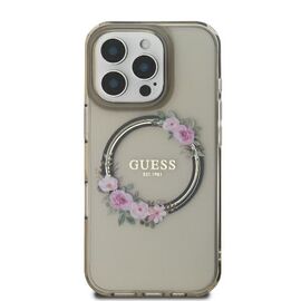 Guess IML Flowers Wreath MagSafe iPhone 16 Pro Case - Black - Apple Cases - Cases - Techbox
