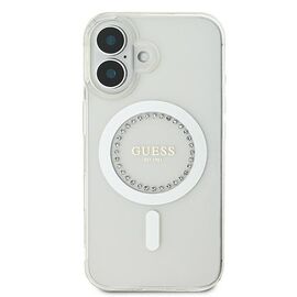 Guess IML Rhinestones MagSafe Case for iPhone 16 - White - Uncategorized Cases (2) - Cases - Techbox