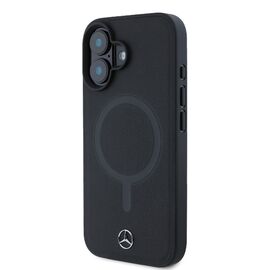 Mercedes Plain Smooth Leather MagSafe iPhone 16 Case - Black | Techbox