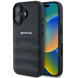 AMG Leather Debossed Lines Black Logo iPhone 16 Case - Black - Apple Cases - Cases - Techbox