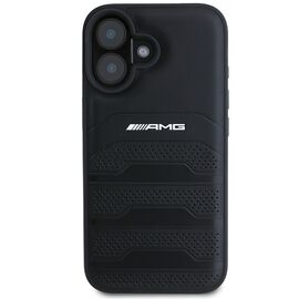 AMG Leather Debossed Lines Black Logo iPhone 16 Case - Black - Apple Cases - Cases - Techbox