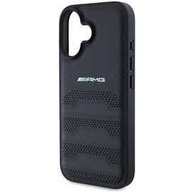 AMG Leather Debossed Lines Black Logo iPhone 16 Case - Black - Apple Cases - Cases - Techbox