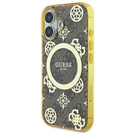 Guess IML Peony On 4G Background MagSafe iPhone 16 Case - Brown | Techbox