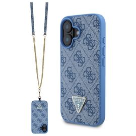 Guess Leather Metal Logo Strass Crossbody Case for iPhone 16 - Blue - Apple Cases - Cases - Techbox