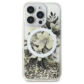 Guess Liquid Glitter Flower MagSafe iPhone 16 Pro Case - Beige - Apple Cases - Cases - Techbox
