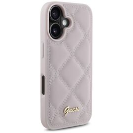 Guess Quilted Metal Logo iPhone 16 Case - Pink | Techbox