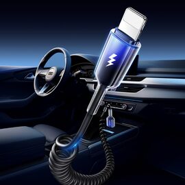 Joyroom S-A43 Crystal-Clear Series 3A USB-A - Lightning spiral cable 1.5m - black - Cables & Adapters - Cables & Accessories - Techbox
