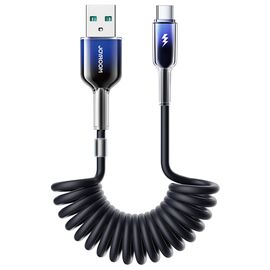 Joyroom S-A43 Crystal-Clear Series 3A USB-A - USB-C spiral cable 1.5m - black - Cables & Adapters - Cables & Accessories - Techbox
