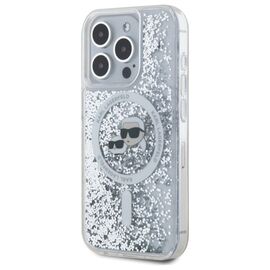 Karl Lagerfeld Liquid Glitter Karl &amp; Choupette Head Magsafe Case for iPhone 15 Pro Max - Clear | Techbox