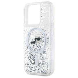 Karl Lagerfeld Liquid Glitter Karl &amp; Choupette Head Magsafe iPhone 15 Pro Case - Clear | Techbox