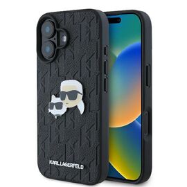 Karl Lagerfeld Monogram Karl &amp; Choupette Head Pin iPhone 16 Case - Black - Apple Cases - Cases - Techbox