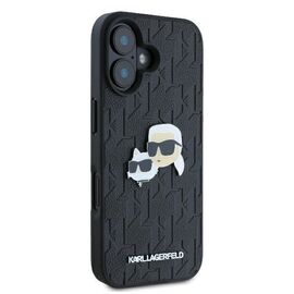 Karl Lagerfeld Monogram Karl &amp; Choupette Head Pin iPhone 16 Case - Black - Apple Cases - Cases - Techbox