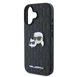 Karl Lagerfeld Monogram Karl &amp; Choupette Head Pin iPhone 16 Case - Black - Apple Cases - Cases - Techbox
