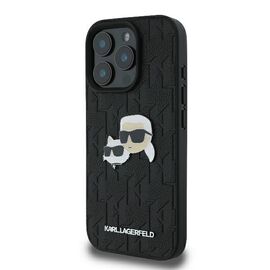 Karl Lagerfeld Monogram Karl &amp; Choupette Head Pin iPhone 16 Pro Case - Black - Apple Cases - Cases - Techbox