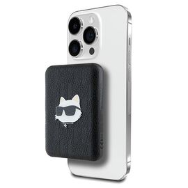 Karl Lagerfeld Powerbank inductive KLPB5FPGKSCHHK 16W 5000mAh black/black Choupette Head Pin MagSafe - Powerbanks - Smartphone Chargers - Techbox