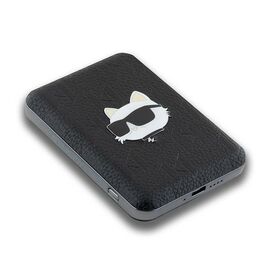 Karl Lagerfeld Powerbank inductive KLPB5FPGKSCHHK 16W 5000mAh black/black Choupette Head Pin MagSafe - Powerbanks - Smartphone Chargers - Techbox