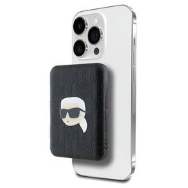 Karl Lagerfeld Powerbank inductive KLPB5FPGKSKIHK 16W 5000mAh black/black Karl Head Pin MagSafe - Powerbanks - Smartphone Chargers - Techbox