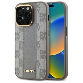 DKNY Leather Checkered Mono Pattern MagSafe iPhone 14 Pro Case - Beige - Uncategorized Cases (2) - Cases - Techbox