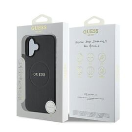 Guess Grained Gold Ring MagSafe case for iPhone 16 - black - Apple Cases - Cases - Techbox
