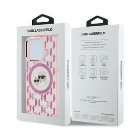Karl Lagerfeld IML Monogram Karl &amp; Choupette Head MagSafe Case for iPhone 15 Pro Max - Pink | Techbox