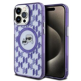 Karl Lagerfeld IML Monogram Karl &amp; Choupette Head MagSafe Case for iPhone 15 Pro Max - Purple - Uncategorized Cases (2) - Cases - Techbox