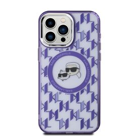 Karl Lagerfeld IML Monogram Karl &amp; Choupette Head MagSafe Case for iPhone 15 Pro Max - Purple | Techbox