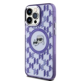 Karl Lagerfeld IML Monogram Karl &amp; Choupette Head MagSafe Case for iPhone 15 Pro Max - Purple | Techbox