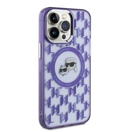 Karl Lagerfeld IML Monogram Karl &amp; Choupette Head MagSafe Case for iPhone 15 Pro Max - Purple | Techbox