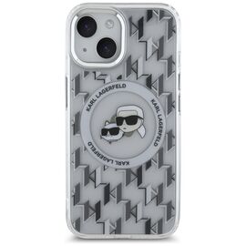 Karl Lagerfeld IML Monogram Karl &amp; Choupette Head MagSafe iPhone 15 Case - Clear | Techbox