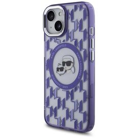 Karl Lagerfeld IML Monogram Karl &amp; Choupette Head MagSafe iPhone 15 Case - Purple | Techbox