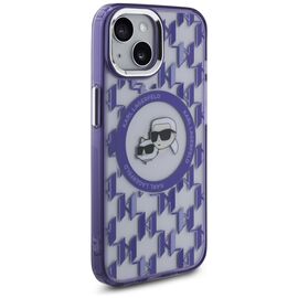 Karl Lagerfeld IML Monogram Karl &amp; Choupette Head MagSafe iPhone 15 Case - Purple | Techbox