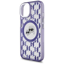 Karl Lagerfeld IML Monogram Karl &amp; Choupette Head MagSafe iPhone 15 Case - Purple | Techbox