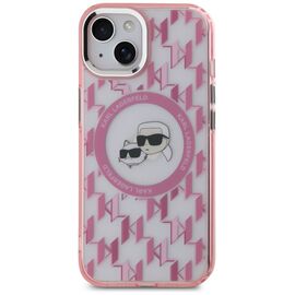 Karl Lagerfeld IML Monogram Karl &amp; Choupette Head MagSafe iPhone 15 Plus Case - Pink | Techbox