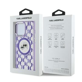 Karl Lagerfeld IML Monogram Karl &amp; Choupette Head MagSafe iPhone 15 Pro Case - Purple | Techbox