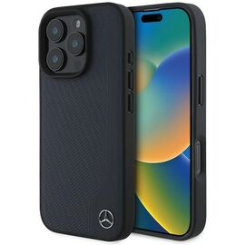 Mercedes MB Wood Imitation Leather MagSafe Case for iPhone 16 Pro Max - Navy Blue | Techbox