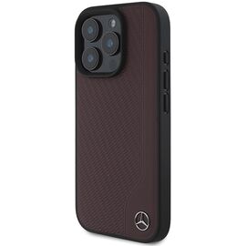 Mercedes MB Wood Imitation Leather MagSafe iPhone 16 Pro Case - Red | Techbox
