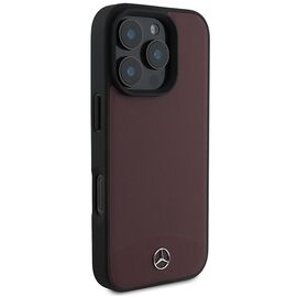 Mercedes Textured And Plain Leather MagSafe case for iPhone 16 Pro - red | Techbox