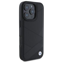 BMW Sign Leather Crossing Lines Pattern iPhone 16 Pro Max Case - Black | Techbox