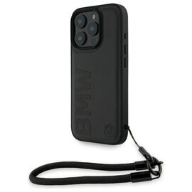 BMW Signature Leather Wordmark Cord Case for iPhone 16 Pro - Black - Apple Cases - Cases - Techbox