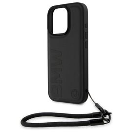 BMW Signature Leather Wordmark Cord Case for iPhone 16 Pro - Black - Apple Cases - Cases - Techbox