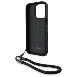 BMW Signature Leather Wordmark Cord Case for iPhone 16 Pro - Black - Apple Cases - Cases - Techbox