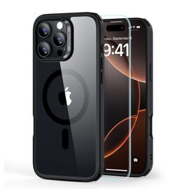 ESR Classic Hybrid Halolock MagSafe Case + Tempered Glass for iPhone 16 Pro - Clear with Black Frame | Techbox