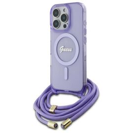 Guess Crossbody Cord Script MagSafe Case for iPhone 16 Pro Max - Purple | Techbox