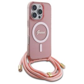 Guess Crossbody Cord Script MagSafe Case for iPhone 16 Pro - Pink | Techbox