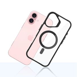 3mk Satin Armor MagCase with MagSafe for iPhone 16 - Clear with Black Frame